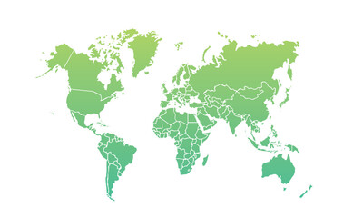 World map modern color,isolated on white background for website layouts,background,education, precise,customizable,Travel worldwide,map silhouette backdrop,earth geography, political,reports.