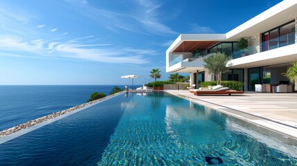 Fototapeta premium Luxury Coastal Villa with Infinity Pool
