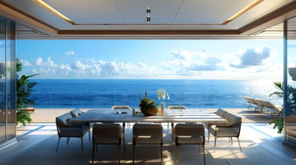 Fototapeta premium Luxurious Seaside Dining with Breathtaking View