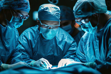 Team of surgeons is working at the operating table. Healthcare Professionals concept.