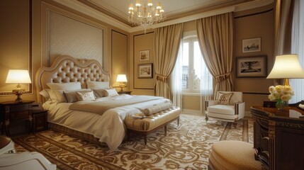 Fototapeta premium Luxurious Classic Bedroom Interior