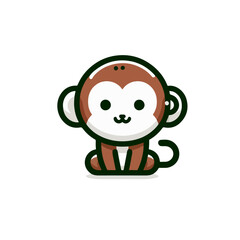 flat vector logo of a monkey.