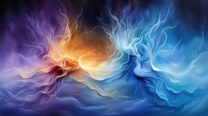 Obraz premium Whimsical Seascape with Colored Waves and Floating Figure