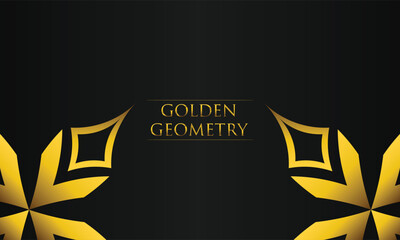 luxury black background with abstract golden geometric hexagon shape