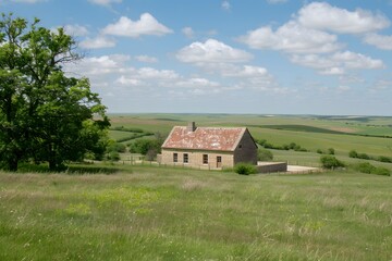 Obraz premium Stone House on a Hilltop