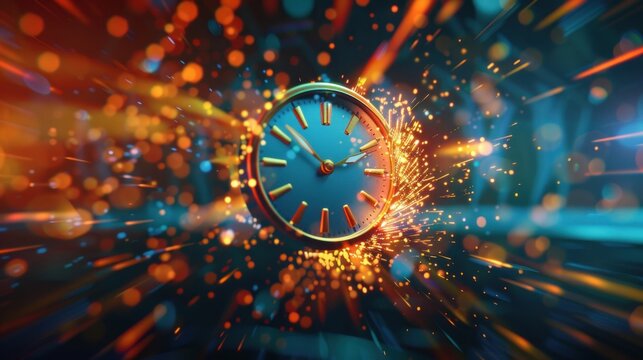 Exploding Clock with Dynamic Light Effects. Generative ai.
