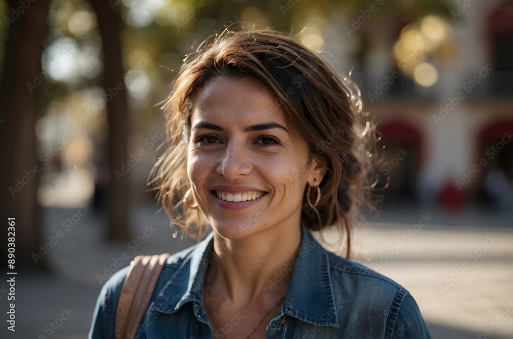 Wall mural beautiful hispanic businesswoman smiling confidently outdoors - portrait of smiling woman in urban s