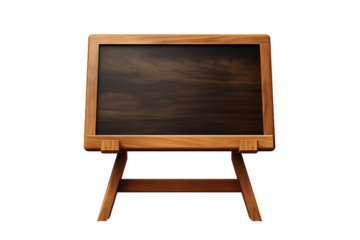 The Magic Canvas: Wooden Easel and Blackboard Unite on White or PNG Transparent Background.