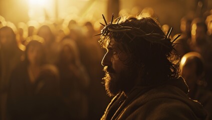 Naklejka premium Jesus Christ wearing crown thorns