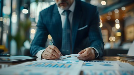 Business Insurance Risk Assessment and Analysis with Executives in Office