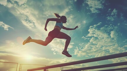 Sports woman overcoming challenges