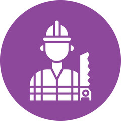 Carpenter glyph circle icon