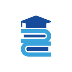 graduation icon color or logo illustration glyph color blue style
