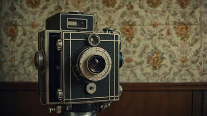  Vintage camera on a textured background, showcasing nostalgic charm and classic design. Perfect for retro, photography, and antique-themed projects.






