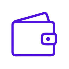 Purple Line Art Wallet Icon on Transparent Background
