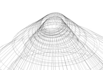 abstract architectural drawing linear design 3d illustration