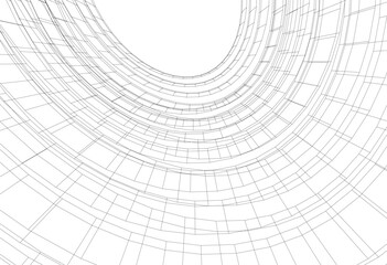 abstract architectural drawing linear design 3d illustration