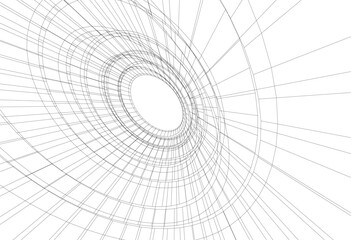 abstract architectural drawing linear design 3d illustration