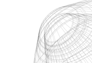 abstract architectural drawing linear design 3d illustration