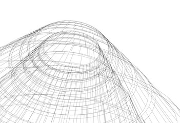 abstract architectural drawing linear design 3d illustration