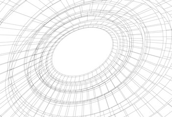 abstract architectural drawing linear design 3d illustration