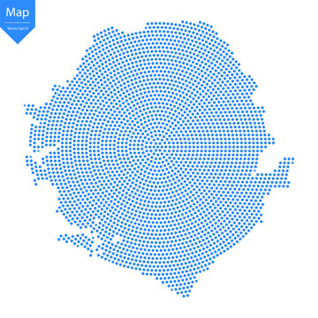 Abstract graphic Sierra Leone map from point blue on a white background. Vector illustration.
