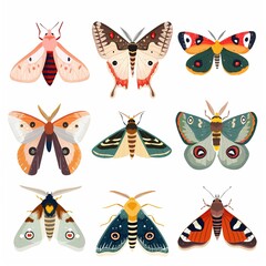 Naklejka premium Moths Classic fashion cartoon isolated whitebackground