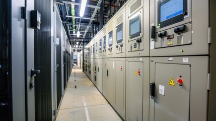Obraz premium Advanced electrical company providing emergency power solutions for future urban environments. --ar 16:9 --style raw Job ID: 540ec93c-3b61-4760-8cd5-ebf02352ad70