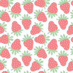Strawberry cartoon seamless pattern isolated on white background. Strawberry geometric print for fabric, paper, design.