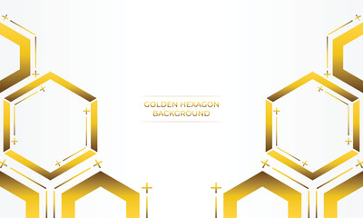 luxury white background with golden hexagon design