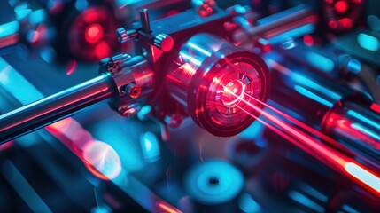 Red Laser Beam Emitted from a Scientific Device
