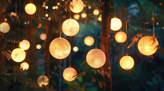 Hang glowing balls in clusters
