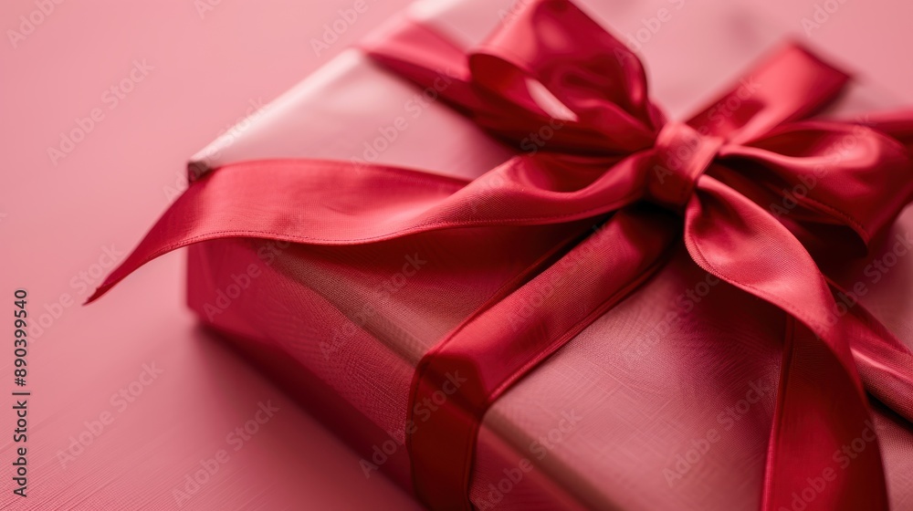 Poster the gift with red ribbon