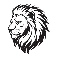 Simple lion head logo design, black vector illustration on white background