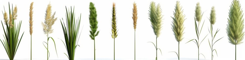 Obraz premium Grass detail of Cyperus alternifolius (Umbrella Grass) isolated on transparent background in a hyperrealistic, highly detailed manner