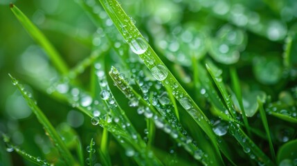 Naklejka premium Detail of water drops on grass