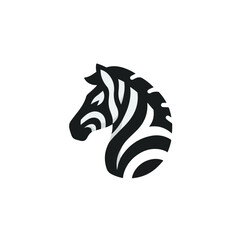 flat vector logo of a zebra.