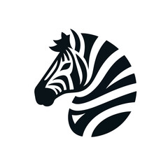 flat vector logo of a zebra.