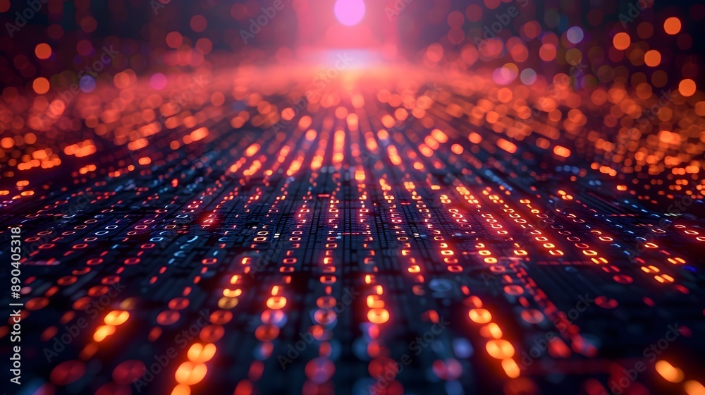 Poster captivating digital matrix with glowing binary code and intricate cyber backdrop