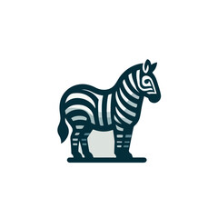 flat vector logo of a zebra.
