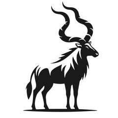 Black and white vector silhouette of a Deer isolated on white background	
