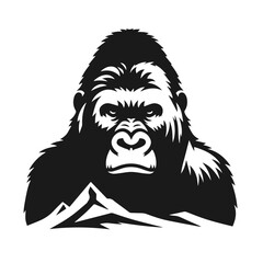Black and white vector silhouette of a Gorilla isolated on white background	
