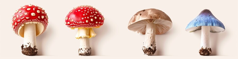 Obraz premium Transparent mushroom fungus on agaric plant Hyperrealistic highly detailed isolated on transparent background PNG
