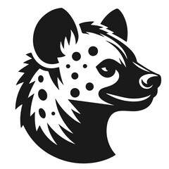 Black and white vector silhouette of a Hyenas isolated on white background	
