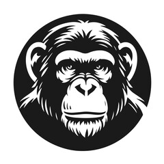 Obraz premium Black and white vector silhouette of a Monkey isolated on white background 
