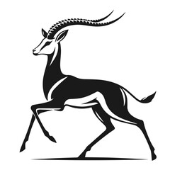 Black and white vector silhouette of a Deer isolated on white background	
