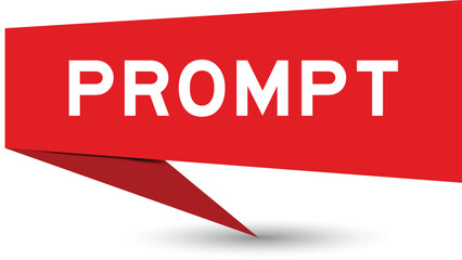 Red color speech banner with word prompt on white background