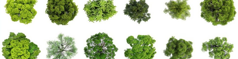 Fototapeta premium In this PNG file, Douglas Fir Trees Top View Hyperrealistic Highly Detailed Isolated On Transparent Background are seen in top view