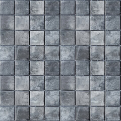 Seamless pattern with gray ceramic square tile texture. Retro design with gray tiled wall.