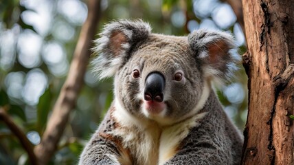 Fototapeta premium Cute Koala in Tree Close-Up